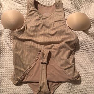 Klassy Network Beige Ribbed Bramisuit, size Medium